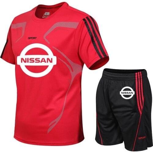 NEW Summer Mens suits Nissan printing casual trend high quality cotton stripeMens short sleeve+shorts 2-piece set