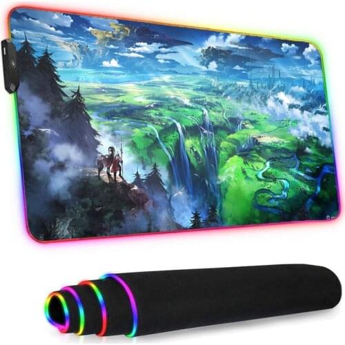 Mouse Pad Rgb Anime Rug Gaming Accessories Pc Gamer CuteGenshin Impact Keyboard Wrist Rest Stitch Valorant laptops Desks Rubber