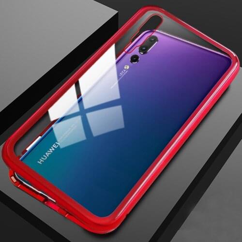 Magnetic Adsorption Bumper Tempered Glass Back Case Hard Clear Flip Cover For Huawei P20 P20 Pro P20Lite Mate 20Pro Mate 20 Lite