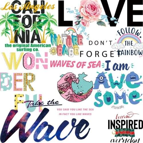 Letter Patch Iron-on Clothes Rainbow Flowers Clothing Deco New Design Diy Accessory Heat Transfer Washable Badges Patch Applique