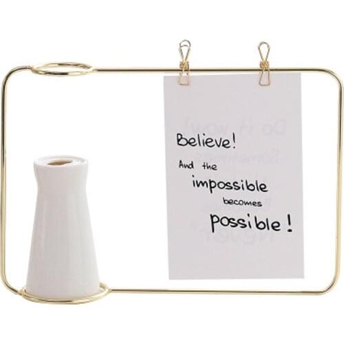 Nordic Creative Iron Line Flower Pot Plant Vase Stand Photo Frame Postcard Clip Holder Home Living Room Tabletop Decoration