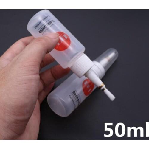 NOVFIX 20Pcs 50ml ROSIN Flux soft Bottle with Brush alcohol PCB fluid control scaling powder Reasonable flux Dispenser
