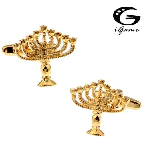 Christmas Gift Men Novelty Candle-holders Style Gold-colour Copper Material Cuff Links