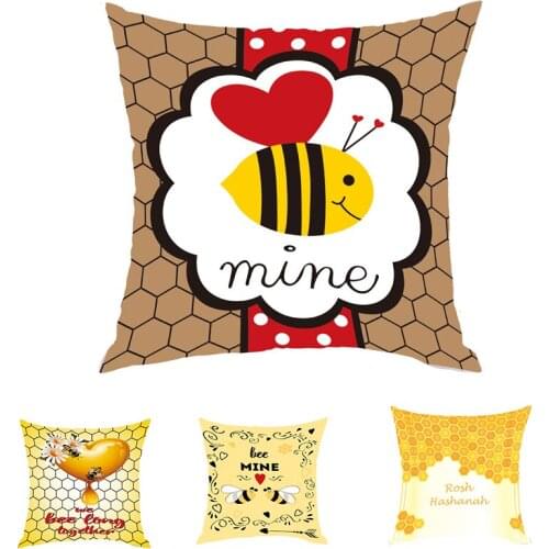 Bee Buzz Cushion Cover Throw Pillows Printed Peach Skin Sofa Cushion Cover Car Home Decoration Pillowcase 45X45CM