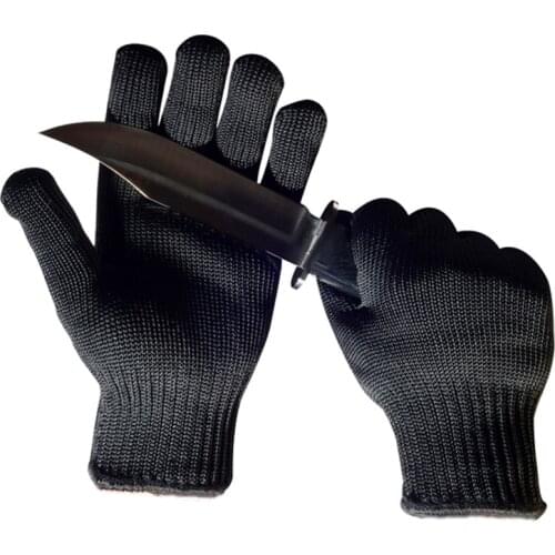 Black Level 5 Anti-cut Glove Safety Cut Proof Stab Resistant Wire Metal Work Gloves Garden Kitchen Household Safety Gloves