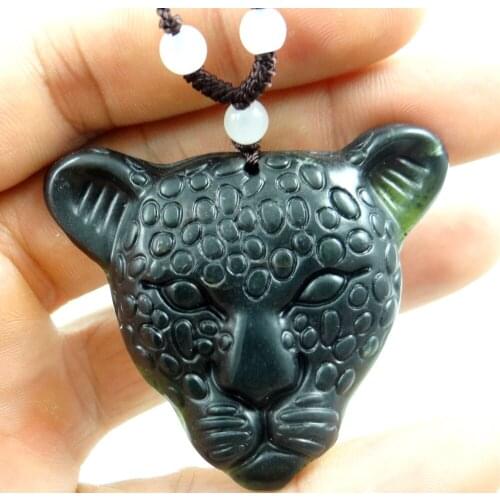 Natural stone Quartz crystal Chinese stone hand-carved statue of Leopard amulet Pendant for diy Jewelry making necklace