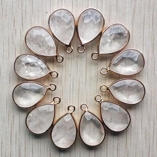 2019 Fashion natural crystal section water drop shape gold color Connector pendants for jewelry making 12pcs/lot wholesale free