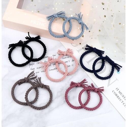 6pcs/pack Cute Braid Twist Elastic Hair Band for Women Girls Ponytail Holder Bow Scrunchie Hair Ties Rubber Headband Accessories
