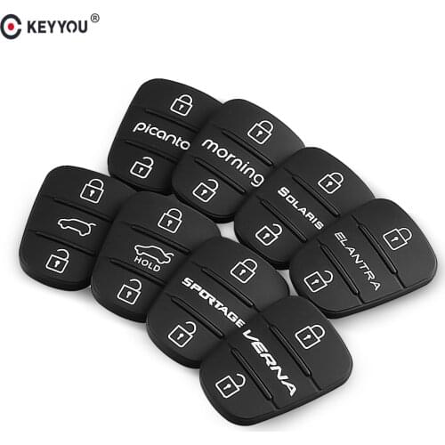 KEYYOU Car Key Shell 3 Button Rubber Pad For Hyundai Picanto RIO Solaris Accent Tucson l10 l20 l30 IX35 Kia K2 K5 Rio Ceed