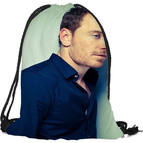 Michael Fassbender Printing Drawstring Backpack Travel Beach School Bags Large Capacity Customize your images