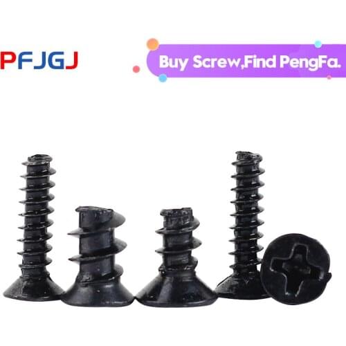 Peng Fa KB black plated flat head countersunk head flat tail self tapping screw KB electronic screw M2.6M3M3.5M4M5