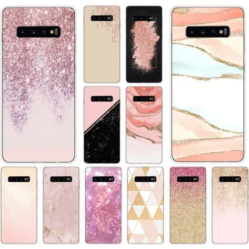 19AS Glitter Pink Gold Soft Silicone Tpu Cover phone Case for Samsung Galaxy S10 S20 Plus case