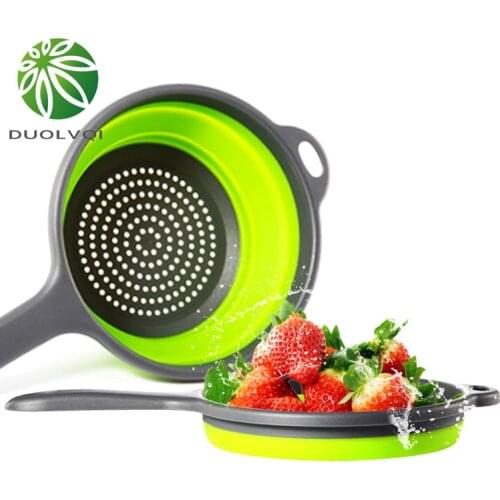 Foldable Colander Fruit Vegetable Washing Basket Strainer Kitchen Tool Strainer Collapsible Drainer With Handle