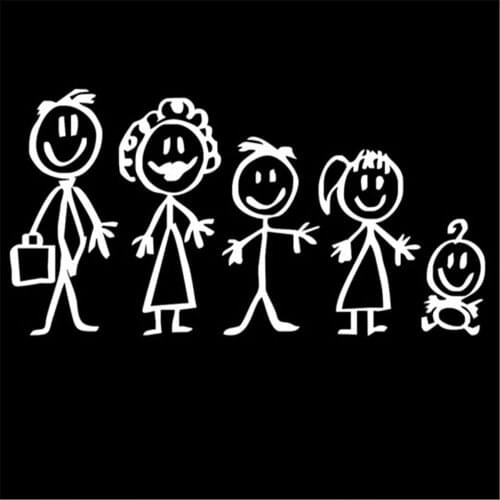 SLIVERYSEA Cartoon Big Family Car Stickers Vinyl Car Styling for Dad Mom Brother Sister Kids Pattern Car Window Decal