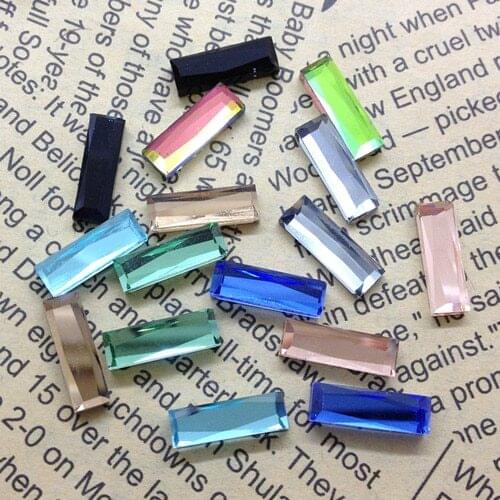 5x15mm Colors Rectangle Flat Back Glass Rhinestones Crystal Stones For Dress Decoration