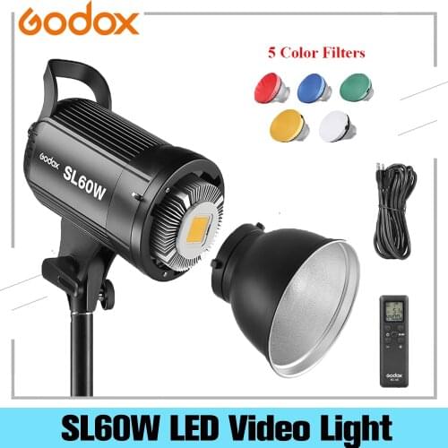 Godox SL-60W LED Video Light SL60W 5600K White Version Video Light Continuous Light Bowens Mount for Studio Video Recording