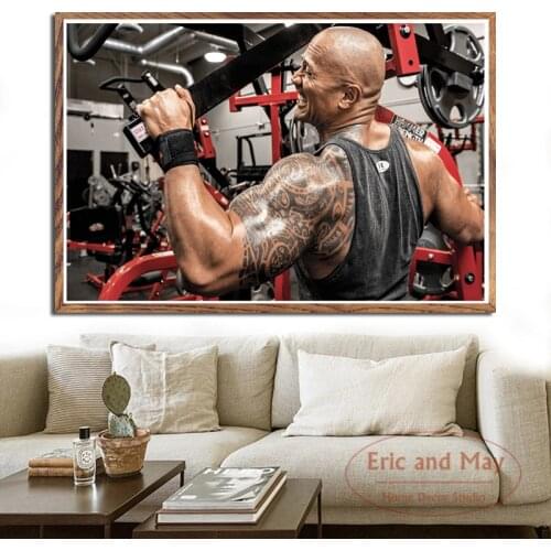 The Rock Dwayne Johnson Workout Fitness Bodybuilding Muscle Art Painting Vintage Canvas Poster Wall Home Decor