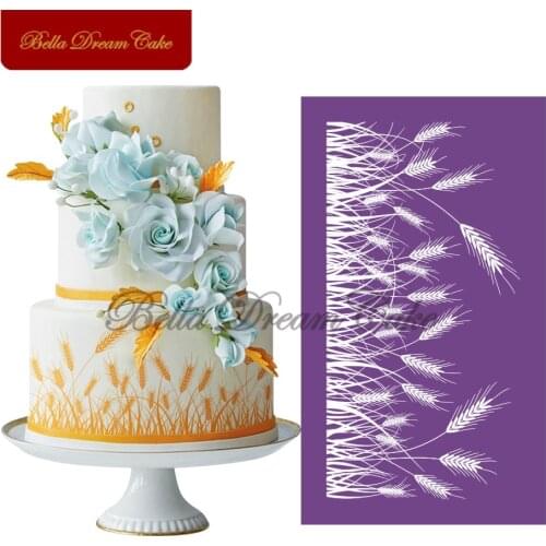 Wheat Straw Grass Pattern Cake Stencils Mesh Stencil Lace Cake Fabric Stencil For Wedding Cake Mould Decorating Tools MST-27