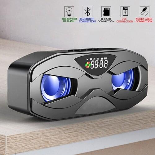 Portable Bluetooth Speaker 3D High Quality LED Flash Wireless Speaker FM Radio Alarm Clock TF Card Support Subwoofer