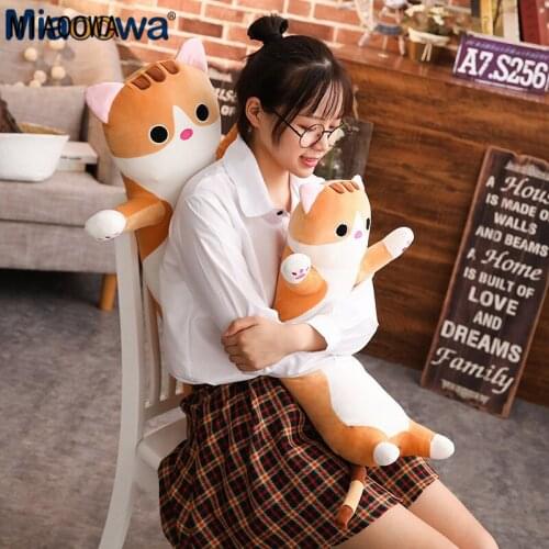 1pc 65cm Down cotton long Cat Pillow Plush toy soft cushion stuffed animal doll sleep pillow Kawaii Lovely gifts for Children