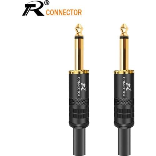 1PC Jack 6.35 Microphone plug 6.35mm Mono Male plug Assembly wire Connector good plating Audio speaker with spring