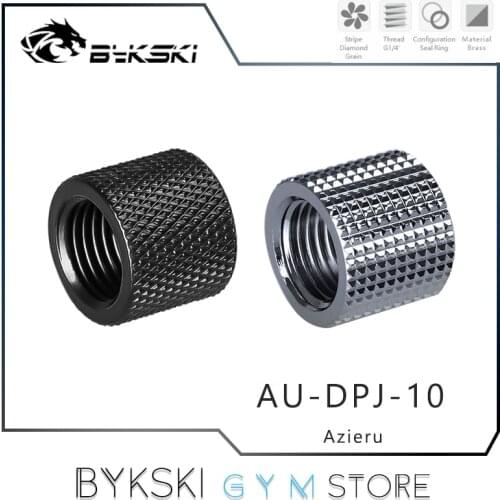 2pcs Double G1/4 Thread Female Butt Joint Connector Extender, Diamond Pattern Tube Fittings Black/Silver AU-DPJ-10 Azieru