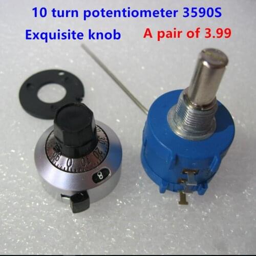 5Pc 5K Ohm 3590S-2-502L Precision Multiturn Potentiometer 10 Ring turn Adjustable Resistor Turns Counting Dial Rotary Knob