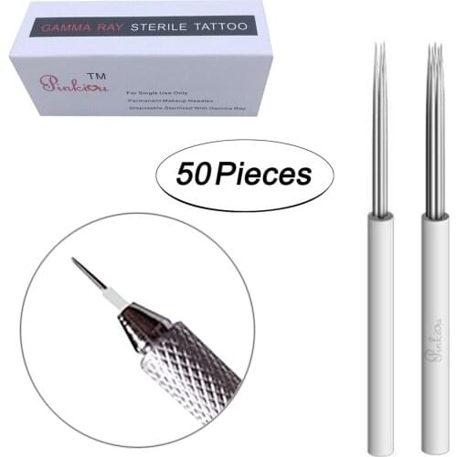 50 Pcs Stainless Steel Microblading Needles for 3D Sterilized Eyebrow Tattoo Pen 3RL 5RL Permanent Makeup Accessories