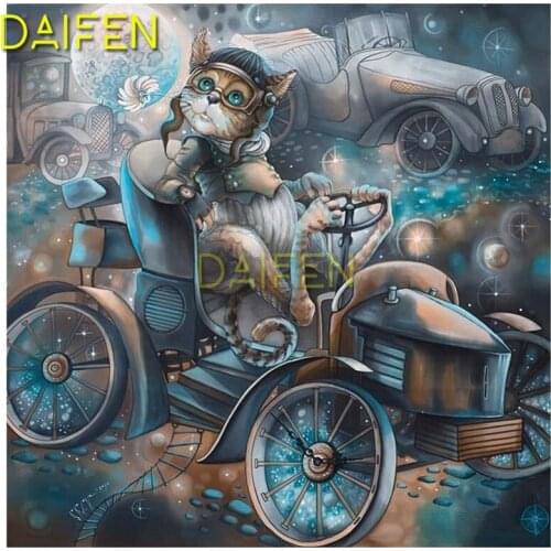5D DIY Diamond embroidery Cross stitch cat classic cars Full Round Diamond mosaic Full Square Diamond painting cat classic cars