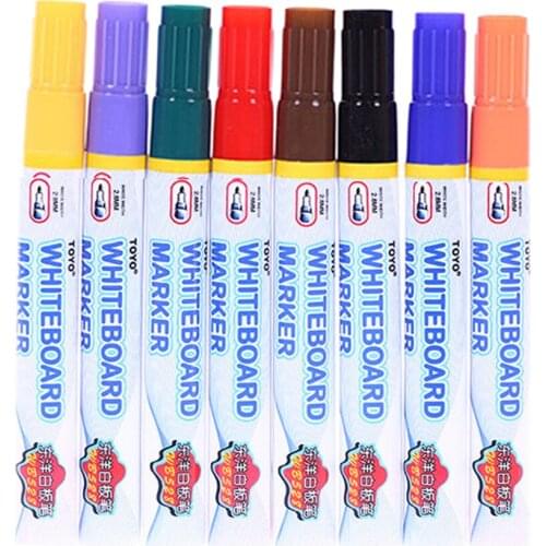 8x Dry Wipe Pens Whiteboard Marker Erase Wipe Clean Metal Glass Schools Meetings