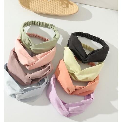 Women Soft Solid Headbands Cross Knot Elastic Hairbands Summer Bandanas Girls Solid Color Hair Vintage Bands Hair Accessories