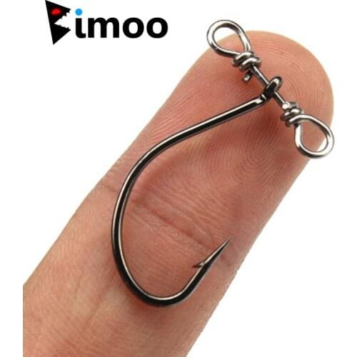 Bimoo 20pcs Down Shot Rig Hook for Fishing Lure Black Nickel Crank Single Fish Lure Hooks Double Hole Swivel High Carbon Steel