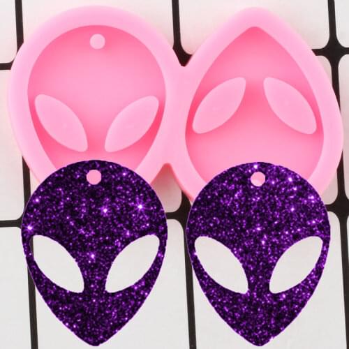 Alien Face Shape Earrings Molds Keychain Mould Polymer Clay Moulds DIY Pendant Jewelry Epoxy Resin Mold