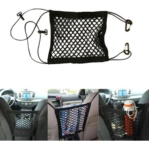 Car Interior Trunk Seat Back Elastic Mesh Net Car Styling Storage Bag Pocket Cage velcro Grid Pocket Holder Car Accessories