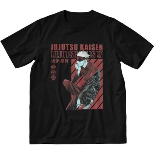 Mens Manga Satoru Gojo T-Shirt Funny Jujutsu Kaisen Anime Tshirt Short Sleeve Cool T Shirt Homme Cotton Tee Tops Gift