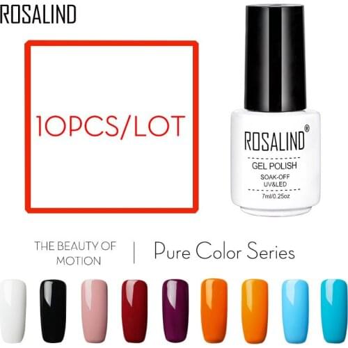 Rosalind 7ML 10PCS/lot Nail Art Gel Paint Pure Colors series Soak off UV LED Fast Dry Long Lasting Hybrid Primer for manicure