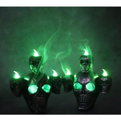 Halloween Decoration Smoke Horror Skull Head Lamp LED Electronic Candle Light Haunted House Holiday DIY Decoration Props Lights