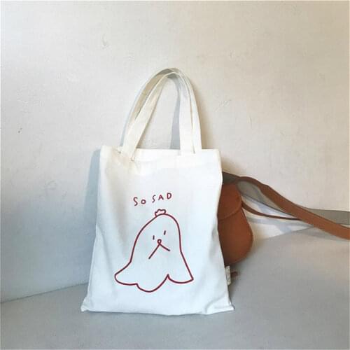 Cotton Canvas Women Shopping Carrying Bag Daily Use Foldable Ladies cute Small Handbags Casual Girls Student Book Tote Bolsas