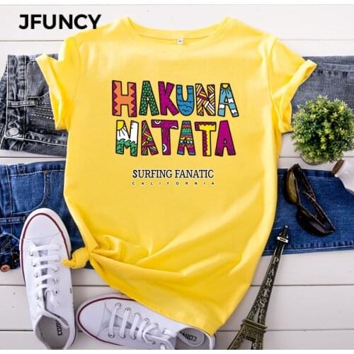JFUNCY Letter Love Fashion Graphic T-shirts Women Short Sleeve Cotton T Shirt Women Tee Shirts Femme Tops