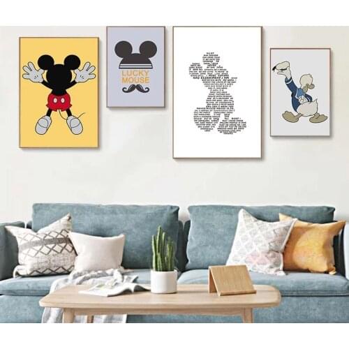 Disney Mickey Minnie Mouse Donald Duck And Winnie the Pooh Canvas Painting Wall Art Pictures For Home Design Poster And Prints
