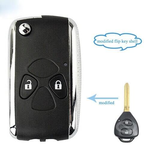 KEYECU Modified Flip 2Btns Remote Key Shell for Toyota Hilux Rav4 Corolla Camry Yaris Prado