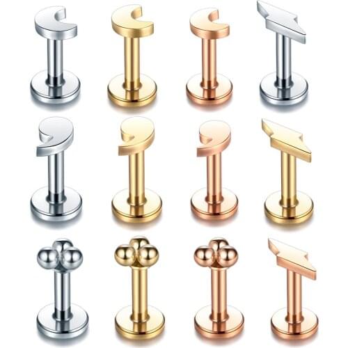 1Pc Stainless Steel Zircon Lip Ring Labret Piercing 16G Lip Stud Tragus Helix Ear Piercing Earring Women Body Piercing Jewelry