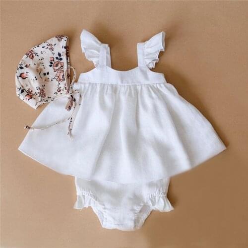 Baby Girl Clothes Sets 0-2Y Newborn Toddler Kids Ruffles Sleeveless Tops Shorts Pants Summer Solid Casual Cotton Baby Outfits