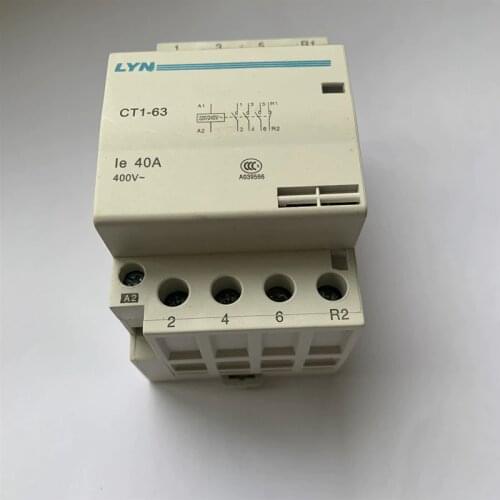 CT1-63 Household AC contactor 4P 32A 40A 63A switch contact 220 v 3NO1NC 4NO 4NC 2NO2NC rail installation