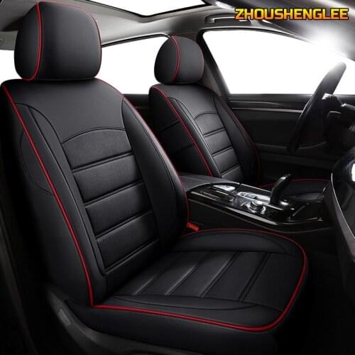 ZHOUSHENGLEE Custom Leather car seat cover For VW UP! Golf Polo Caravelle Multivan Sharan Passat Variant T-ROC T-Cross car seats