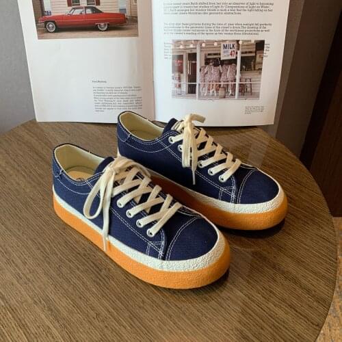 Fashion Dark Blue Canvas Shoes Women Platform Sneakers 2021 Newly Double Girth Design Design Ladies Shoes Luxury Zapatos Mujer