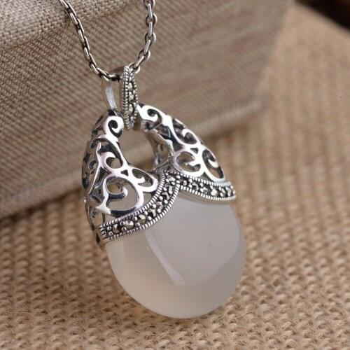 L&P Thai Silver Pure 925 Silver Pendant For Women,Vintage Natural Red Corundum Pendants Fine Jewel For Wholesale Birthday Gift