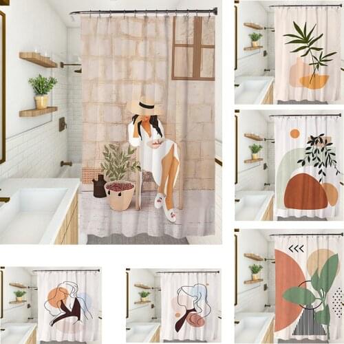 Bestselling Literary Style Waterprroof Shower Curtain Set 12 Hooks Natural Landscape Polyester Home Decoration Bathroom Curtains