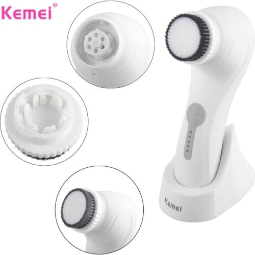 Kemei Skin Beauty Brush Massager Electric Wash Face Body Care Machine Ultrasonic Skin Equipment Facial Pore Cleaner Waterproof