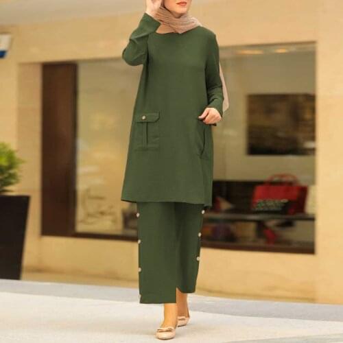 Islamic Turkey Clothes Dubai Muslim Woman Tops and Pants Fashion Two Peice Sets For Women Loose Outfit Sets Spring Kftan S-5XL